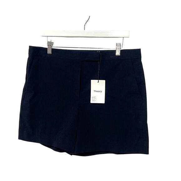 THEORY WOMENS SIZE 12 WAIST TAB SEER SUIT SHORTS STRETCH NAVY NEW - Picture 4 of 15